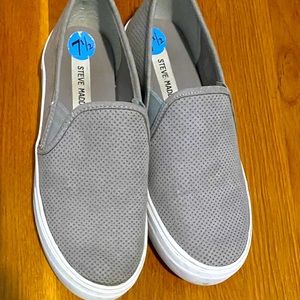 Gray slip on sneakers